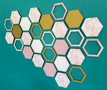 Load image into Gallery viewer, Pink marble hexagon wall art