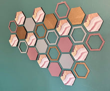 Load image into Gallery viewer, Pink marble hexagon wall art