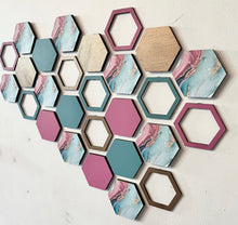 Load image into Gallery viewer, Pink marble hexagon wall art