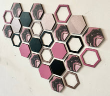 Load image into Gallery viewer, Pink marble hexagon wall art