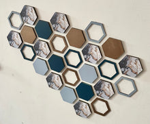Load image into Gallery viewer, Blue marble hexagon wall art