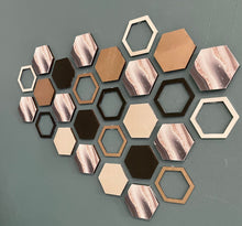 Load image into Gallery viewer, Black marble hexagon wall art