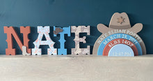 Load image into Gallery viewer, 25cm boys cowboy style wooden freestanding letters