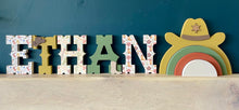 Load image into Gallery viewer, 25cm boys cowboy style wooden freestanding letters