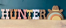 Load image into Gallery viewer, 25cm boys cowboy style wooden freestanding letters