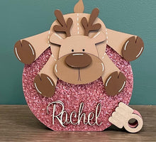Load image into Gallery viewer, Freestanding personalised reindeer baubles