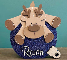 Load image into Gallery viewer, Freestanding personalised reindeer baubles