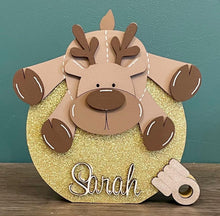 Load image into Gallery viewer, Freestanding personalised reindeer baubles