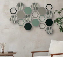 Load image into Gallery viewer, Green hexagon wall art