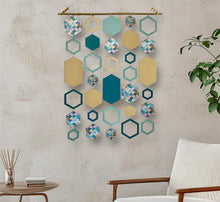 Load image into Gallery viewer, Blue hexagon wall hanging