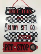 Load image into Gallery viewer, Wooden racing car direction sign