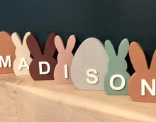 Load image into Gallery viewer, Personalised wooden Easter bunnies