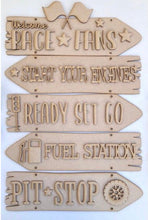 Load image into Gallery viewer, Wooden racing car direction sign