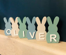 Load image into Gallery viewer, Personalised wooden Easter bunnies