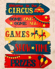 Load image into Gallery viewer, Wooden Circus Direction sign