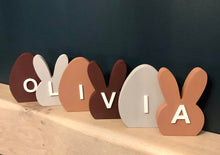 Load image into Gallery viewer, Personalised wooden Easter bunnies