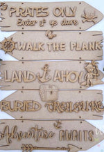 Load image into Gallery viewer, Wooden Pirate Direction sign