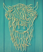 Load image into Gallery viewer, Tenner Tuesday Wooden Geometric Highland Cow