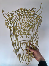 Load image into Gallery viewer, Wooden Geometric Highland Cow