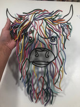 Load image into Gallery viewer, Wooden Geometric Highland Cow
