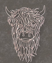 Load image into Gallery viewer, Wooden Geometric Highland Cow