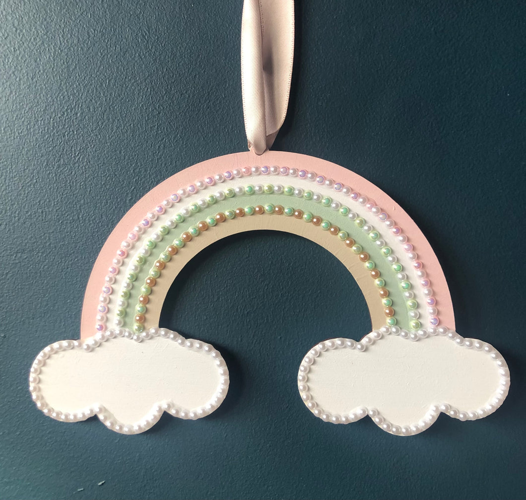 Hanging wooden rainbow