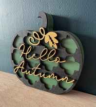 Load image into Gallery viewer, Personalised Pumpkin wooden decor
