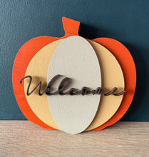 Load image into Gallery viewer, Personalised Pumpkin wooden decor
