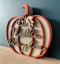 Load image into Gallery viewer, Personalised Pumpkin wooden decor
