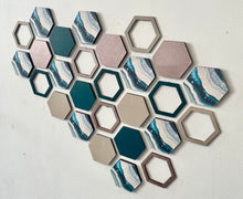 Load image into Gallery viewer, Blue marble hexagon wall art
