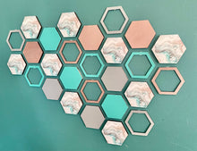 Load image into Gallery viewer, Blue marble hexagon wall art
