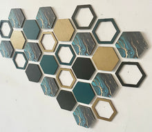 Load image into Gallery viewer, Blue marble hexagon wall art
