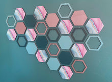 Load image into Gallery viewer, Blue marble hexagon wall art
