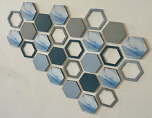 Load image into Gallery viewer, Blue marble hexagon wall art
