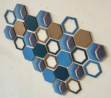 Load image into Gallery viewer, Blue marble hexagon wall art
