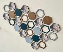 Load image into Gallery viewer, Blue marble hexagon wall art
