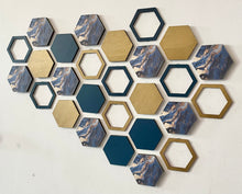 Load image into Gallery viewer, Blue marble hexagon wall art
