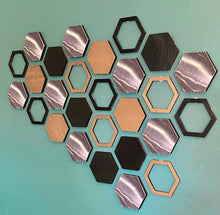 Load image into Gallery viewer, Black marble hexagon wall art
