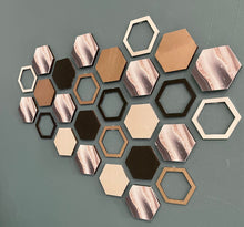 Load image into Gallery viewer, Black marble hexagon wall art
