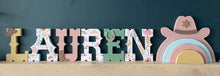 Load image into Gallery viewer, 20cm girls cowgirl style wooden freestanding letters
