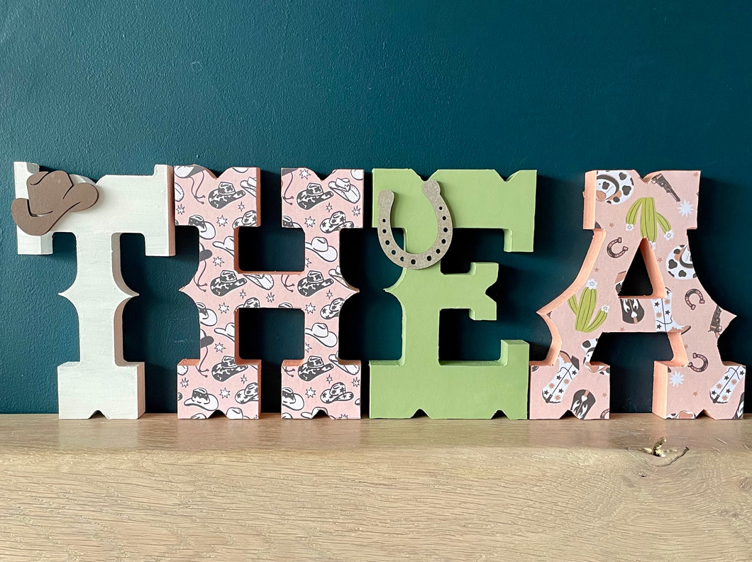 25cm girls cowgirl style wooden freestanding letters