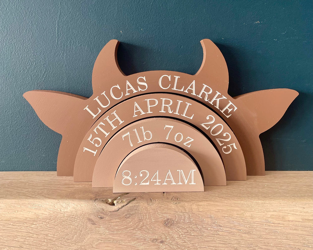 Engraved cow Stacker