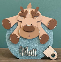Load image into Gallery viewer, Freestanding personalised reindeer baubles
