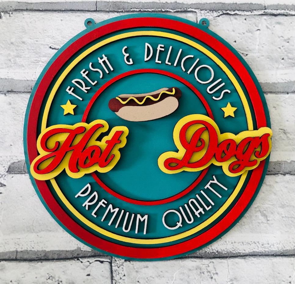 Retro Hot Dog wall plaque