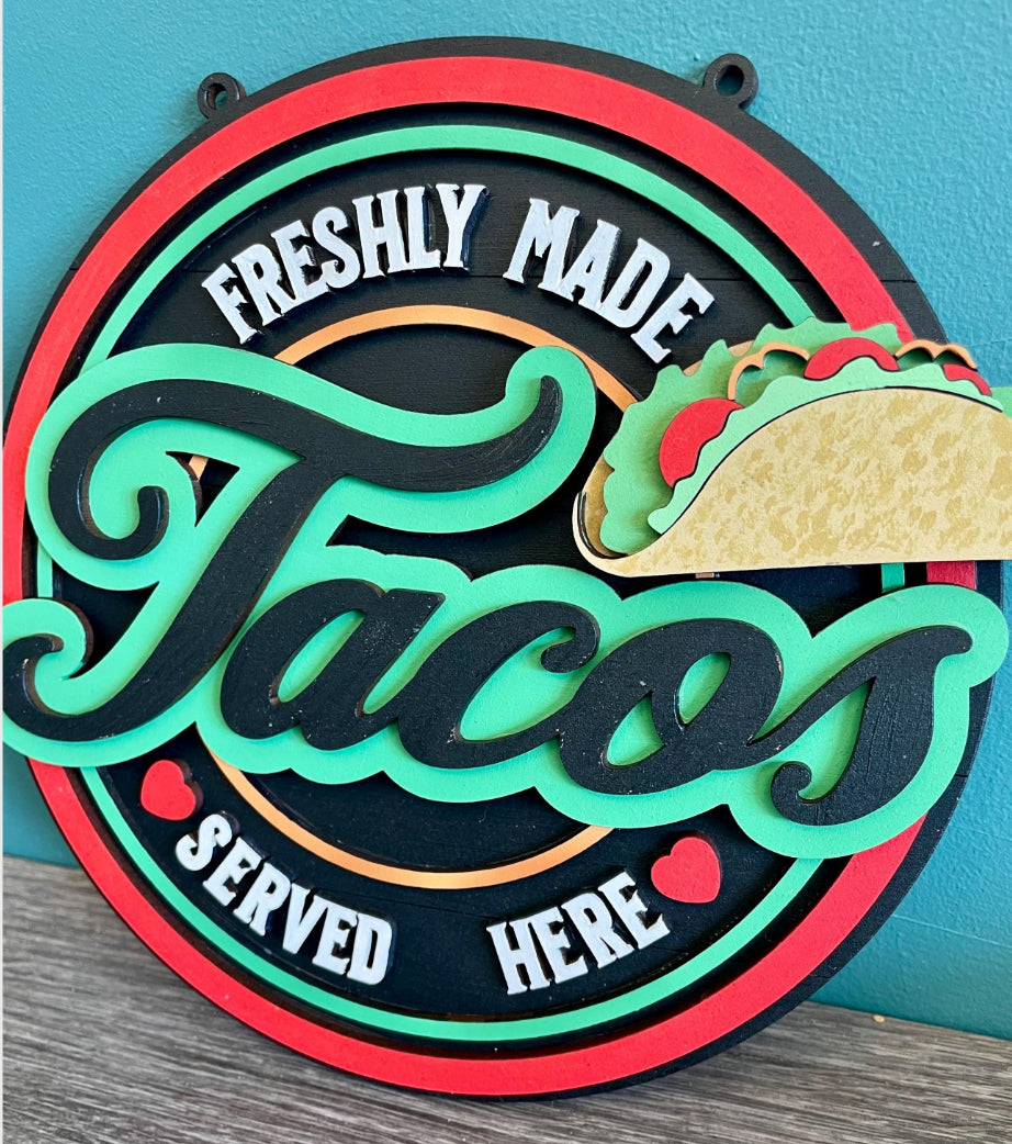 Retro Tacos wall plaque