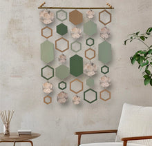Load image into Gallery viewer, Green hexagon wall hanging

