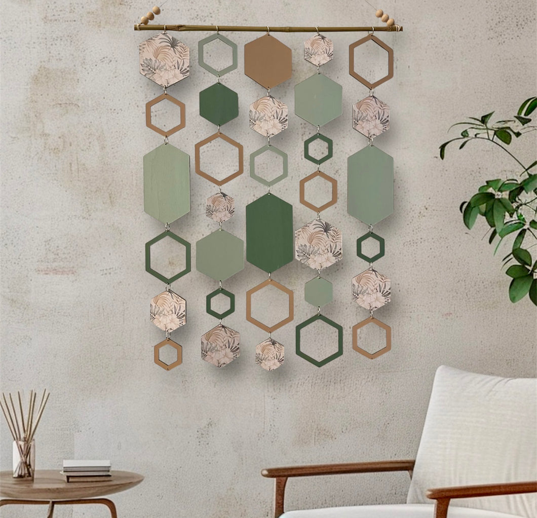 Green hexagon wall hanging