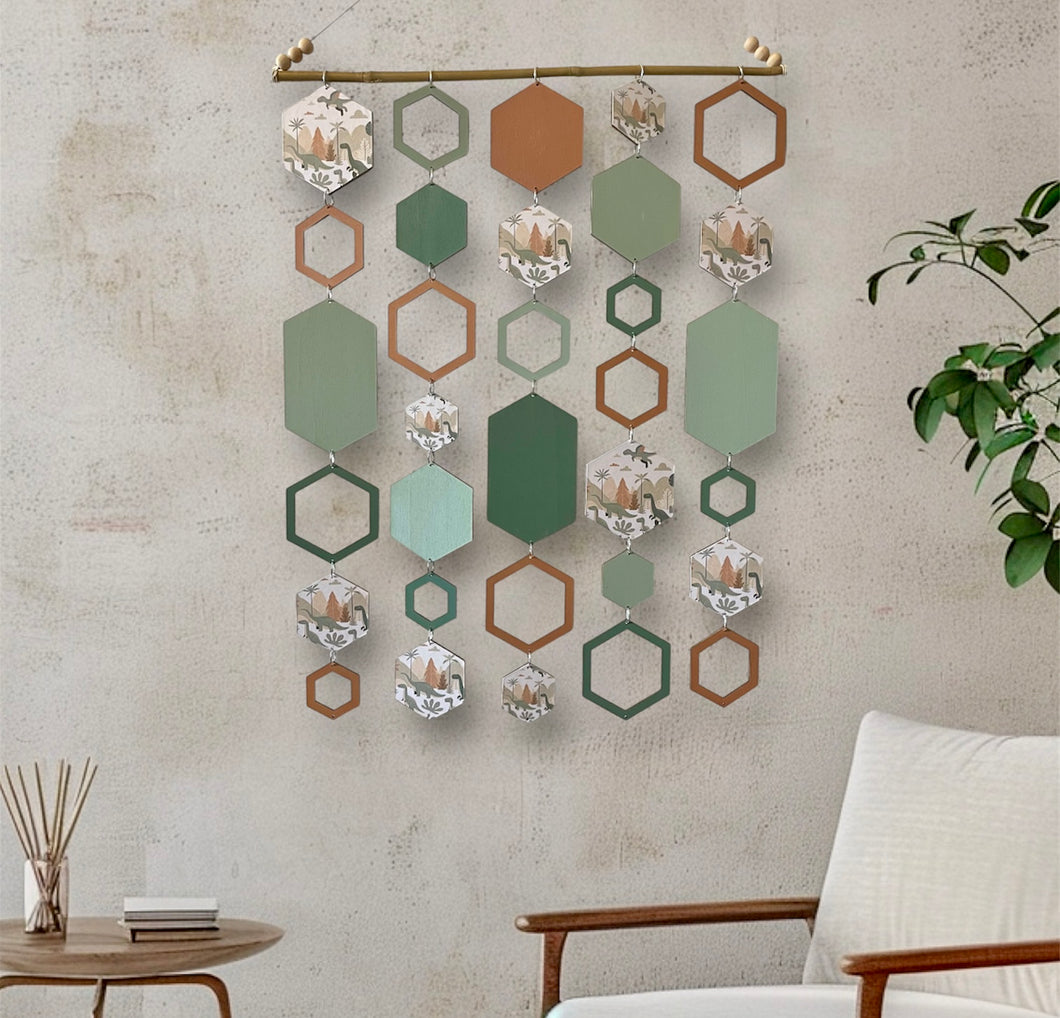 Dinosaur hexagon wall hanging