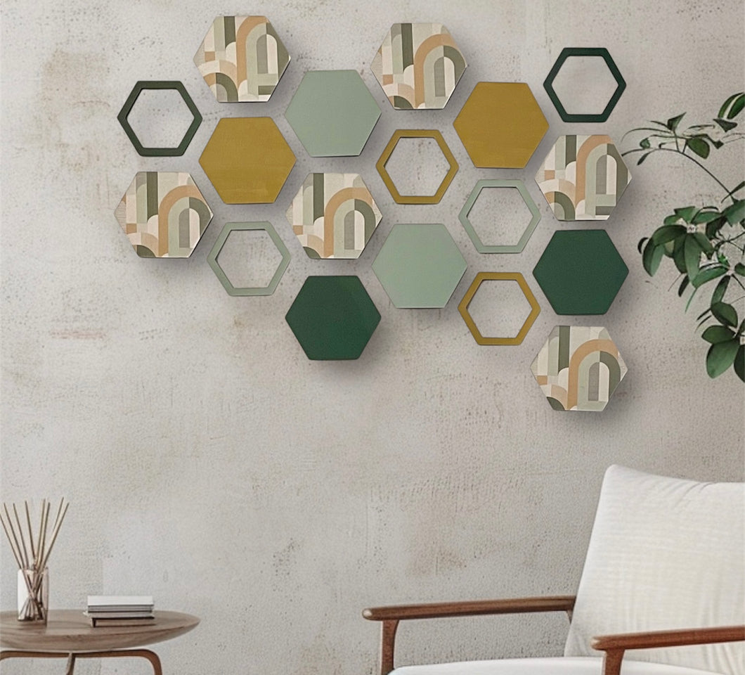 Mustard hexagon wall art