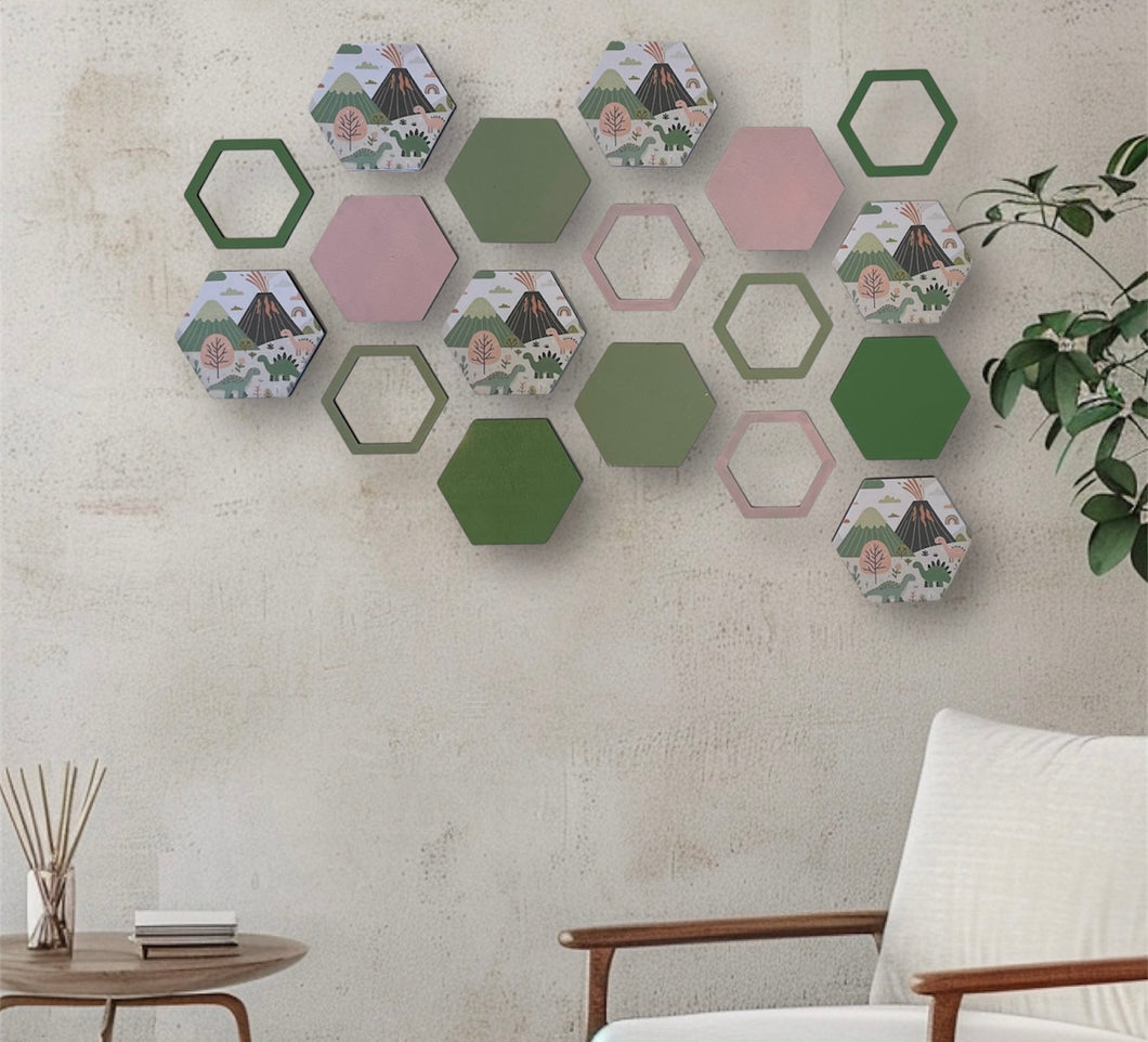 Dinosaur hexagon wall art